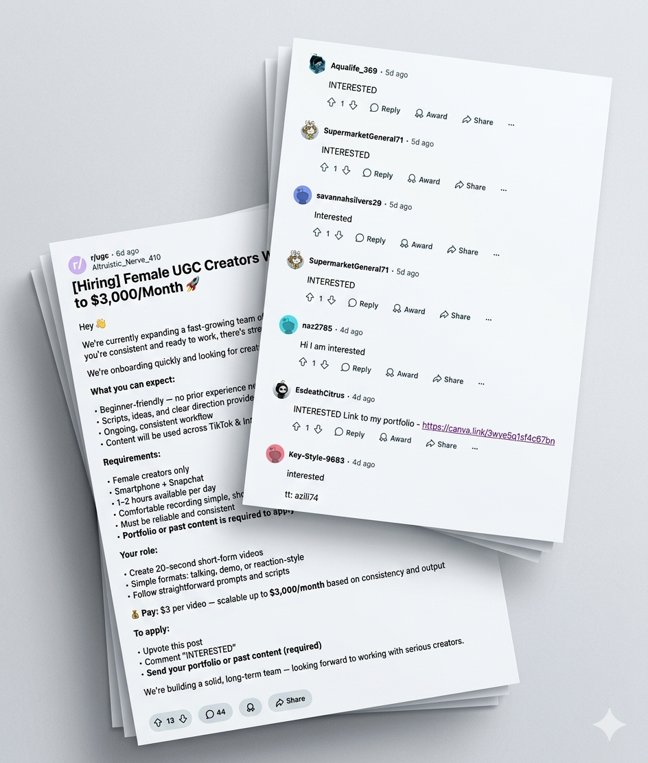 Creators competing in an ad thread